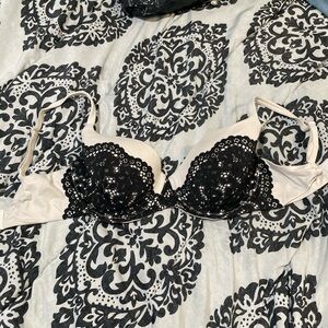 Victoria's Secret Black and White Floral Lace Top